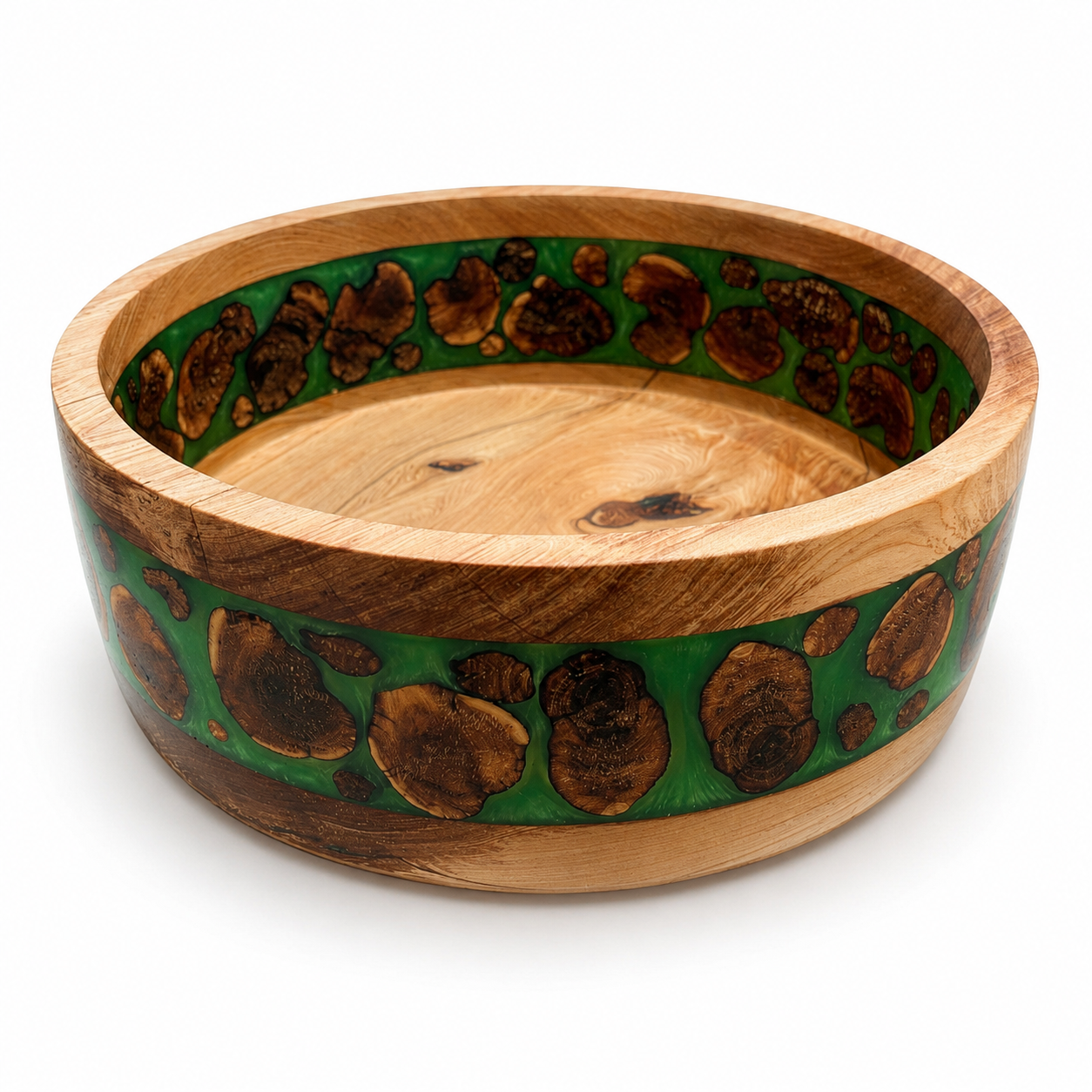 #58 Juniper w/ Manzanita Green Inlay Bowl by Matthew Barany