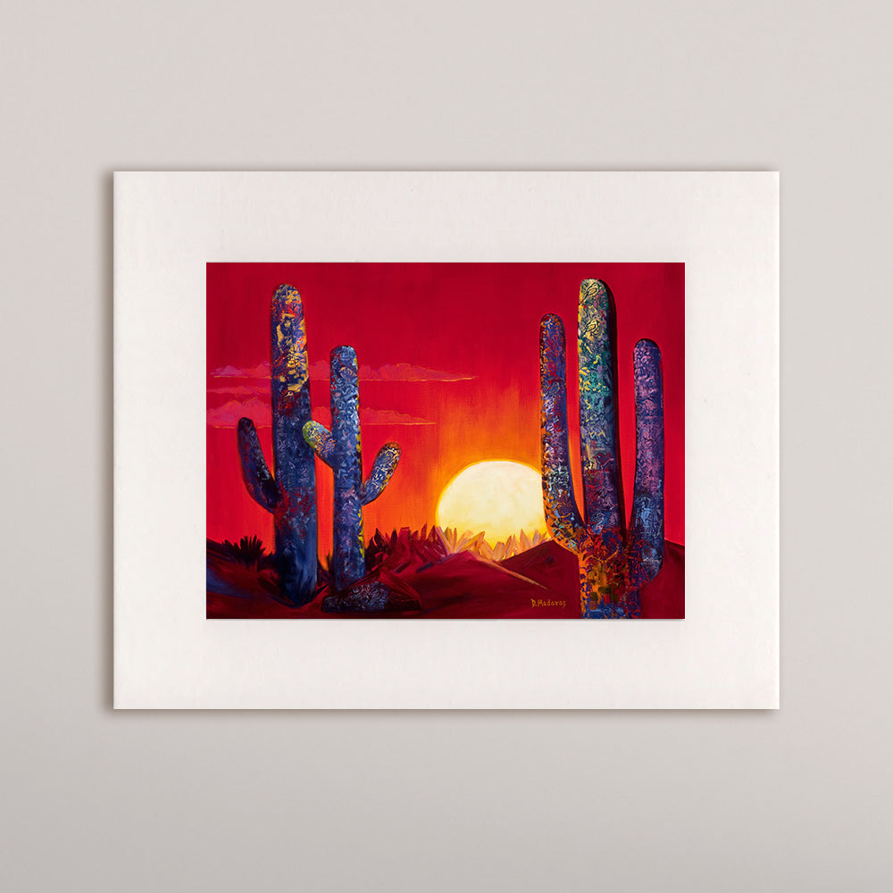 Birds in the Saguaro- Matted Print