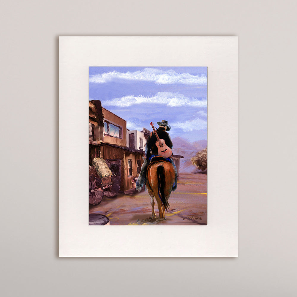 Cowboy Guitar- Matted Print