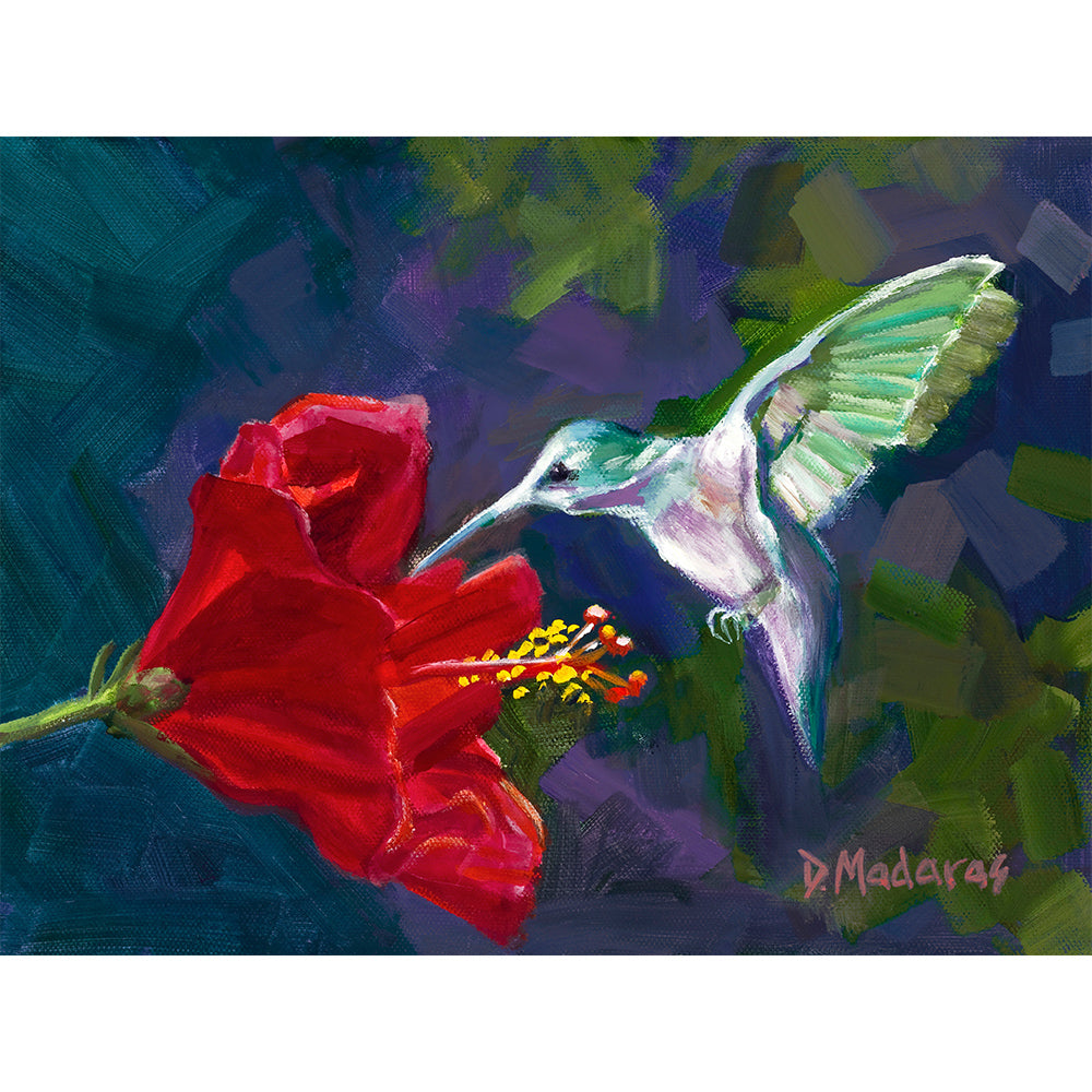 Hummingbird and the Hibiscus- Matted Print