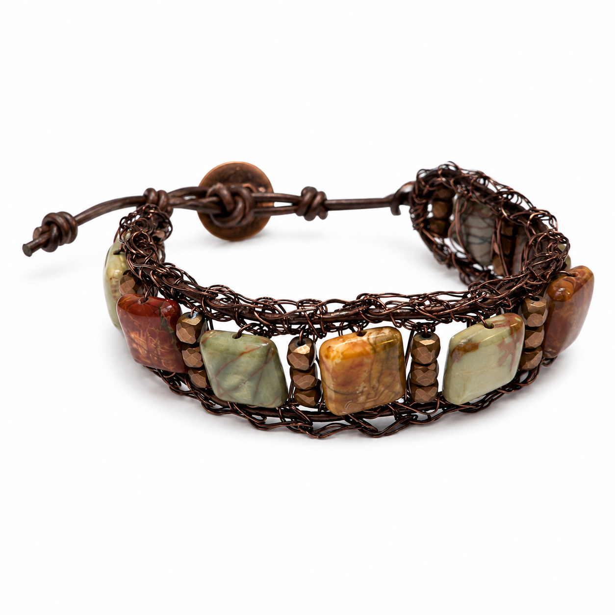 CCQ872 Red Creek Jasper and Hematite Bracelet by StudioJere