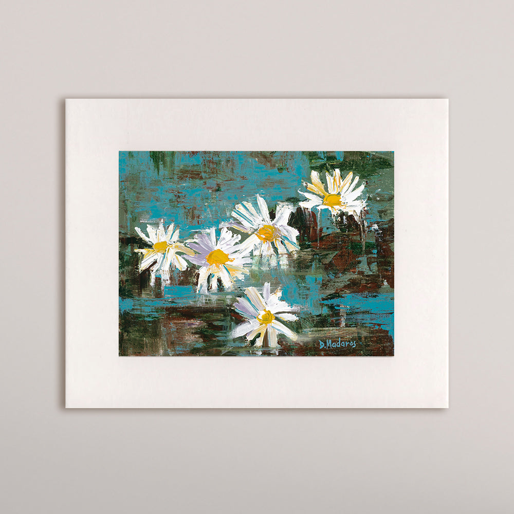 Daisies on the Lily Pond- Matted Print