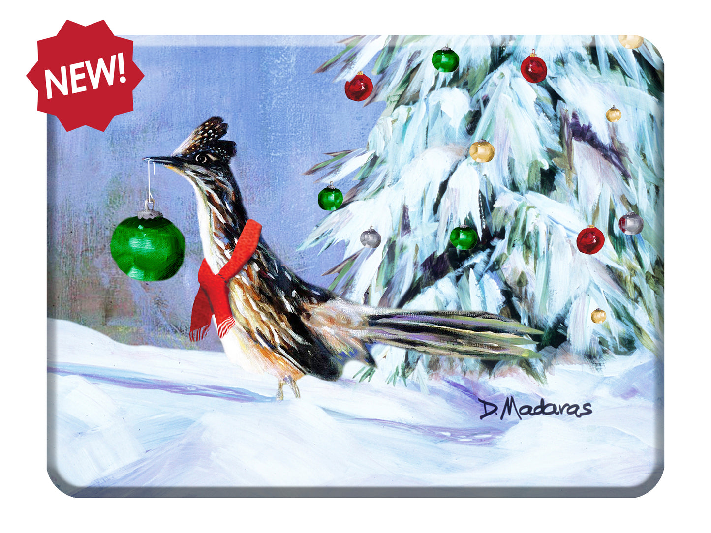 Roadrunner in Snow - Glass Cutting Board
