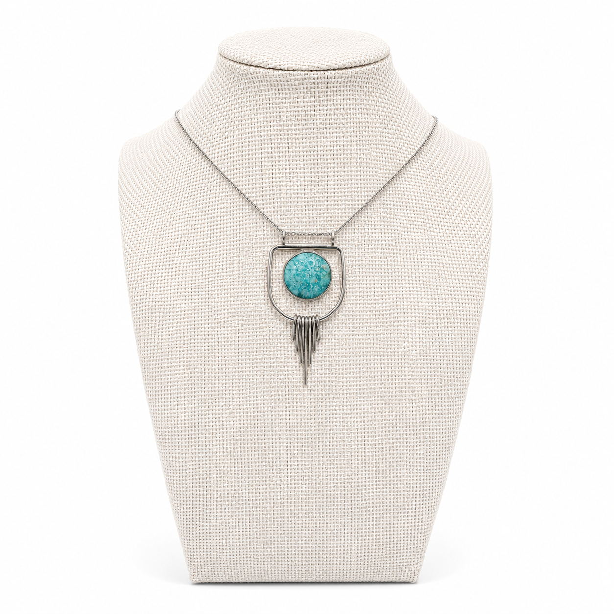 SS and amazonite pendant w/ chain by Renée Lee Jewelry
