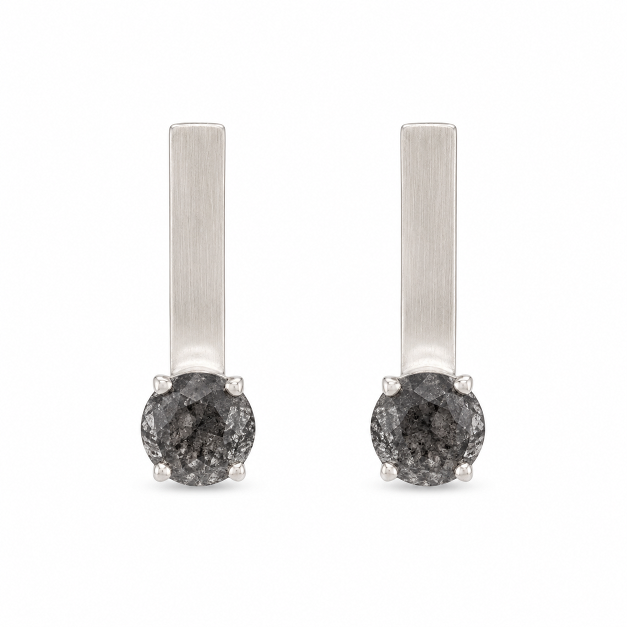 Sterling Silver and Black Tourmalinated Quartz Earrings by Renée Lee Jewelry