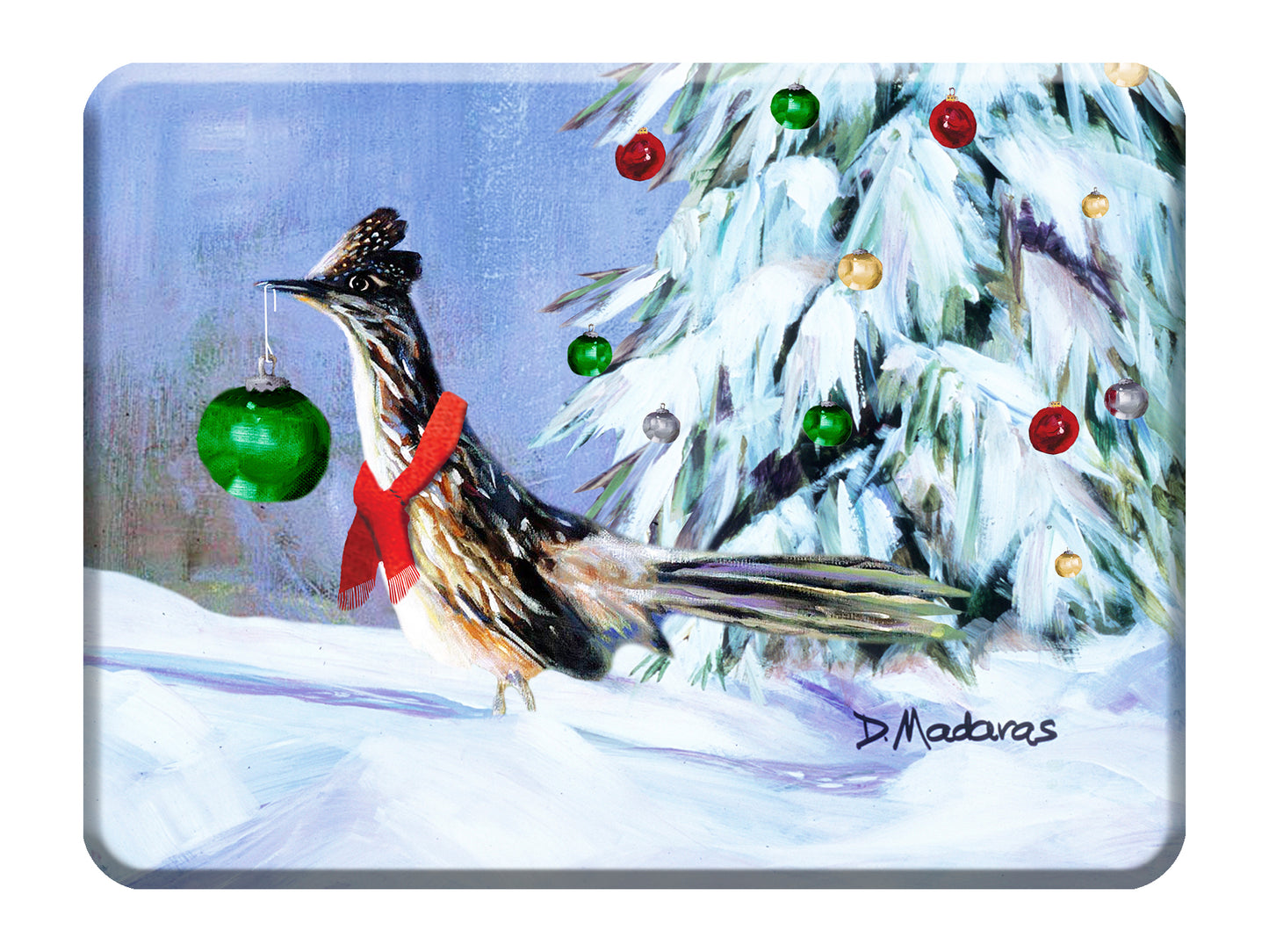 Roadrunner in Snow - Glass Cutting Board