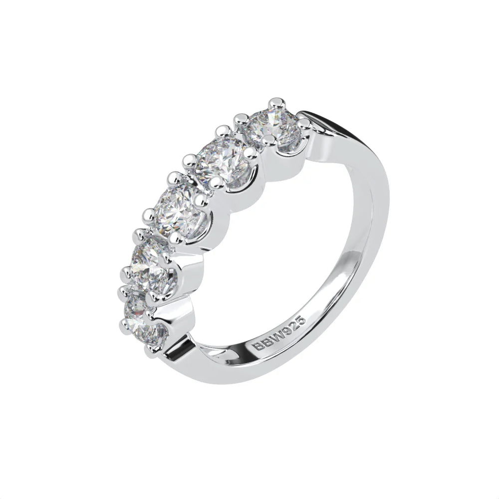 Sterling Silver Round 4mm Couture Half Eternity Ring Band by Bling