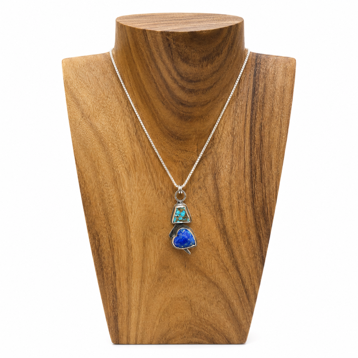 VS195 Pendant - Lapis Lazuli Heart and Turquoise (#8 Nevada)