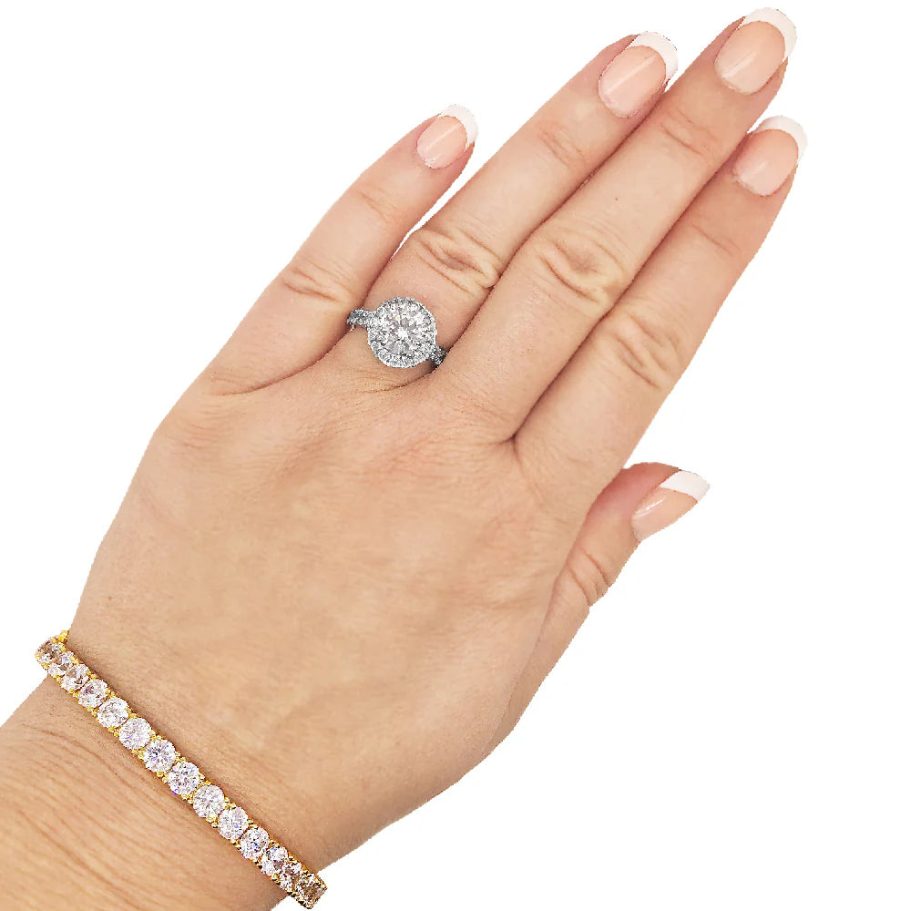 18 KGP Round 5mm Solitaire Eternity Bangle with Double Security Clasp by Bling