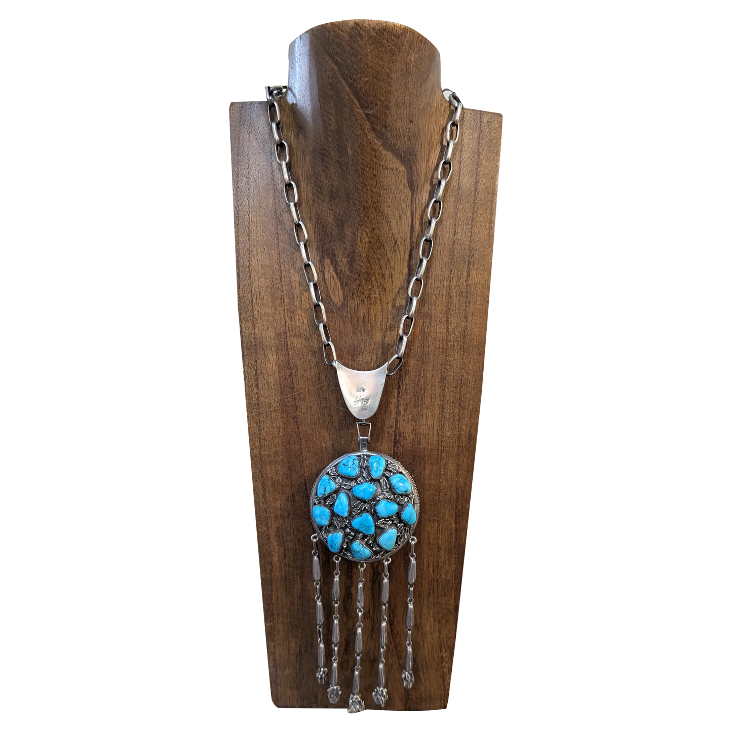 Vintage Morenci Turquoise 2 sided Pendant by Weebothee