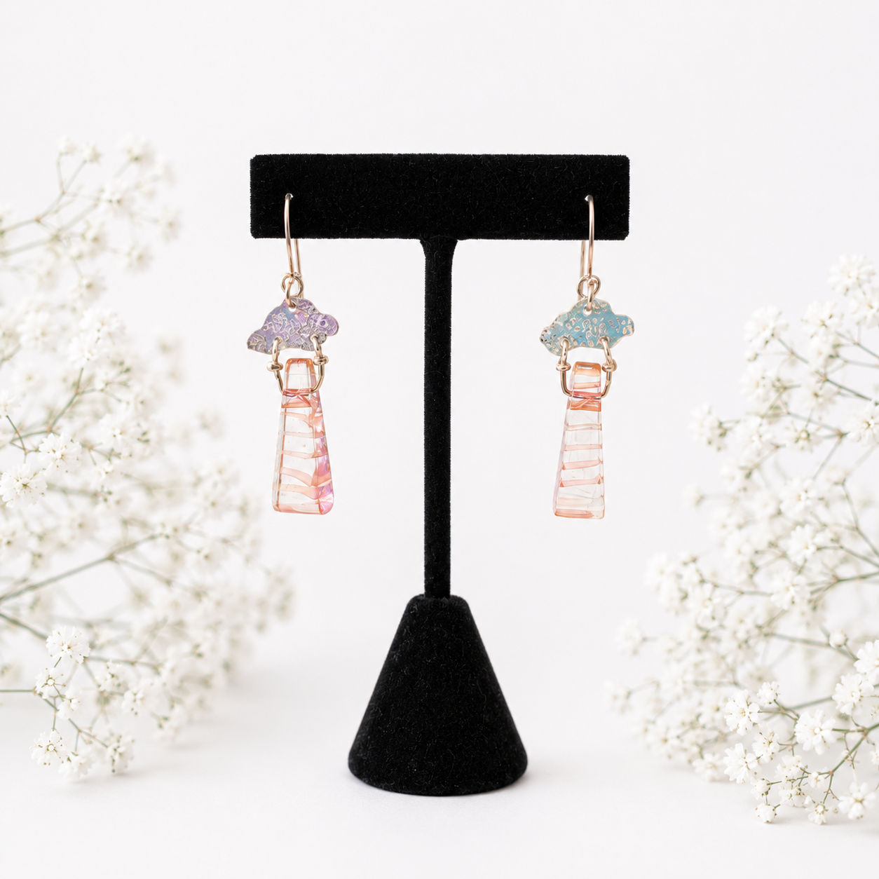 VSTS186 Earrings – Borosilicate glass with 24 K gold by Valerie Smith