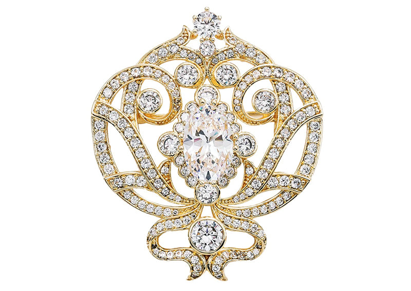 18 KGP Ornate Regal Brooch by Bling