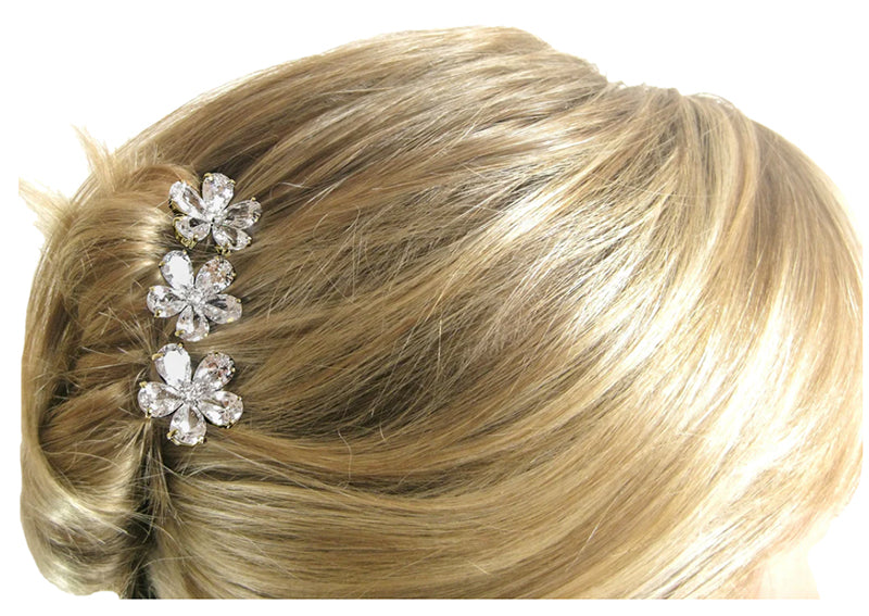 18 KGP Set of 3 Flat Hair Pins by Bling