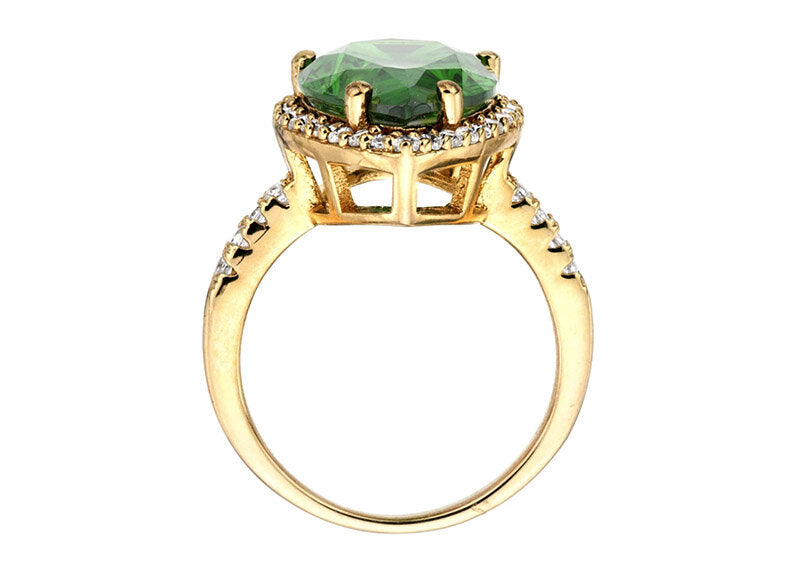 18 KGP 4 Carat Emerald Hued Pear Shaped Ring by Bling