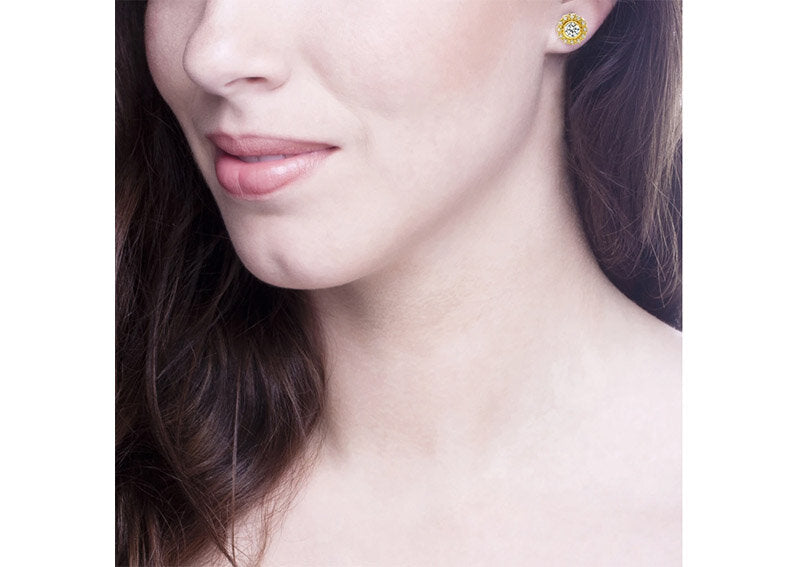 18 KGP Round Vintage Lace Studs by Bling