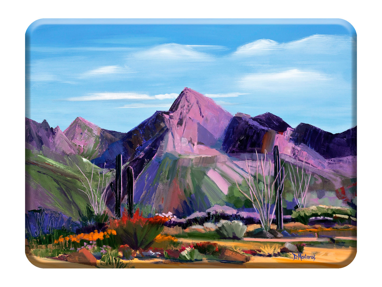 Pink Ocotillo at Pusch Ridge - Glass Cutting Board