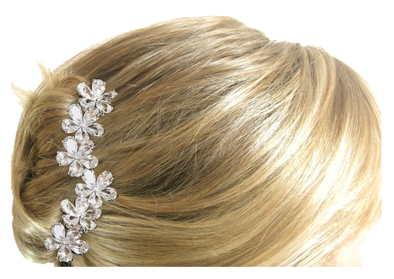 Silver Set of 3 Flat Pear Shaped Hair Pins by Bling