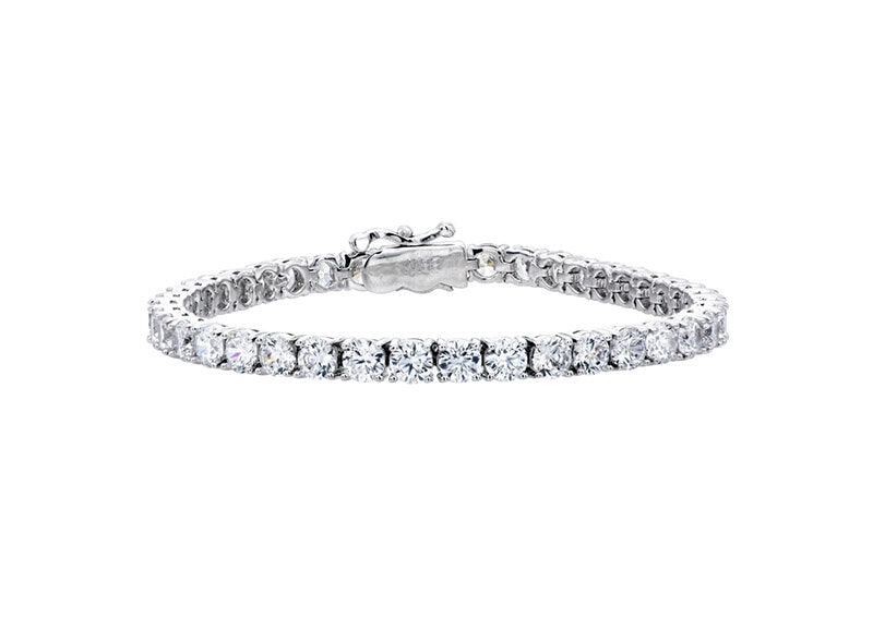 Silver 4mm Classic Tennis Bracelet with Double Security Clasp by Bling