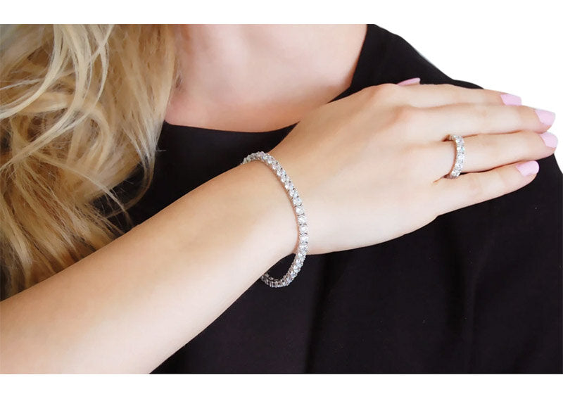 Silver 4mm Classic Tennis Bracelet with Double Security Clasp by Bling