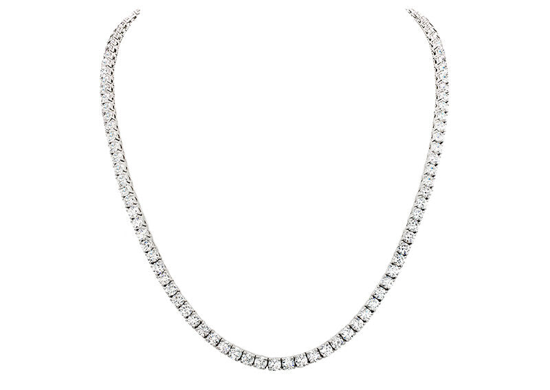 Silver Classic Tennis Necklace 16.5" by Bling