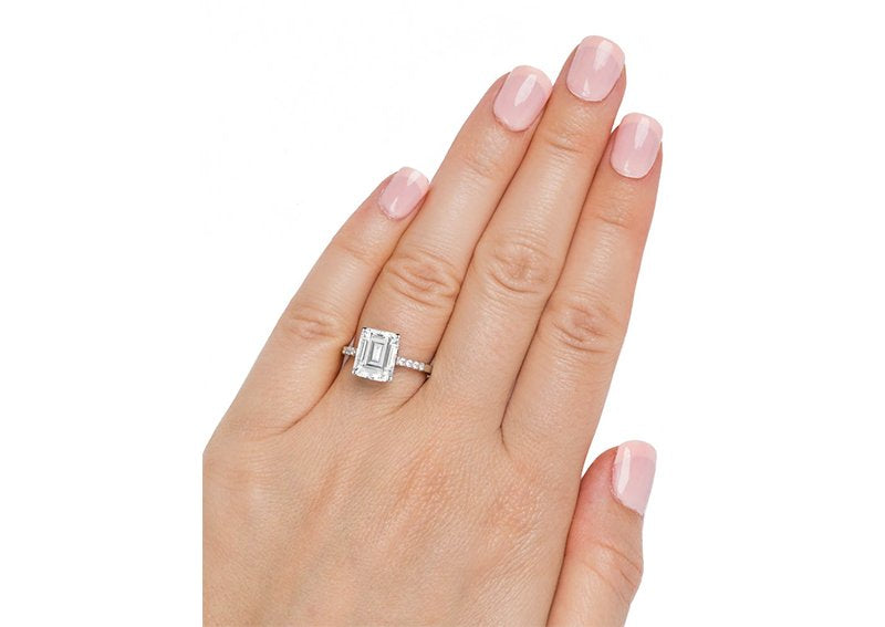 Sterling Silver Clear Emerald Cut Sophia Ring By Bling
