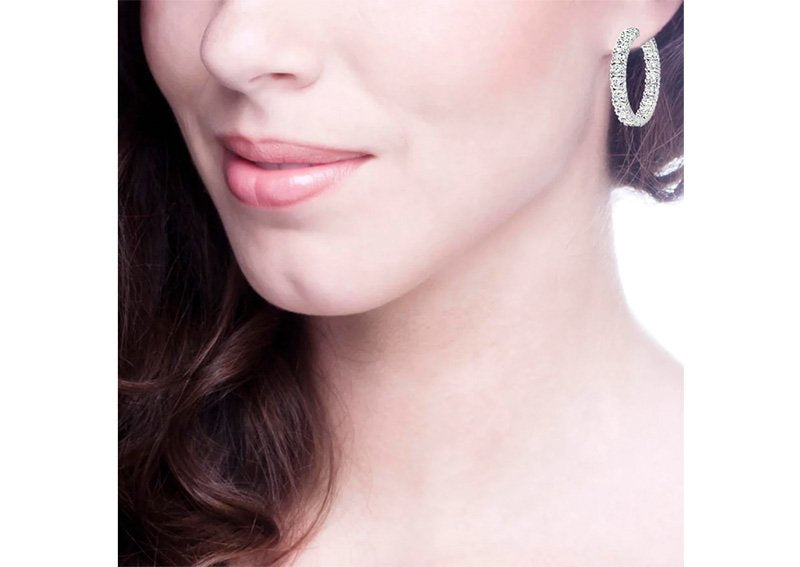 Sterling Silver 1.25" 4mm Double Sided In and Out Couture Hoops by Bling