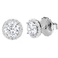 Sterling Silver 1 Carat Clear Round Solana Studs with Halo by Bling