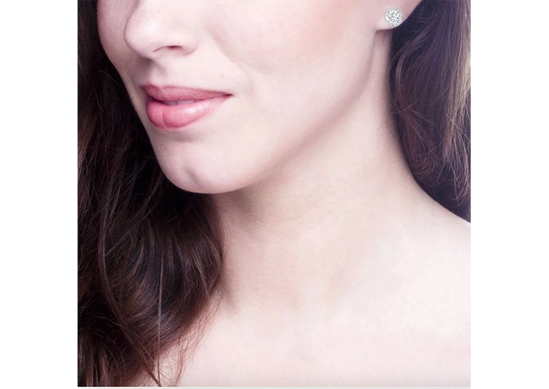Sterling Silver 1 Carat Clear Round Solana Studs with Halo by Bling