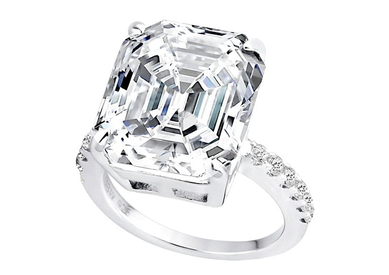 Emerald Cut The Clear Cut Engagement Ring Sterling Silver Clear