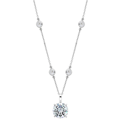 Sterling 10mm Clear Round Filagree Pendant on 18" Regal Short Floating Chain by Bling