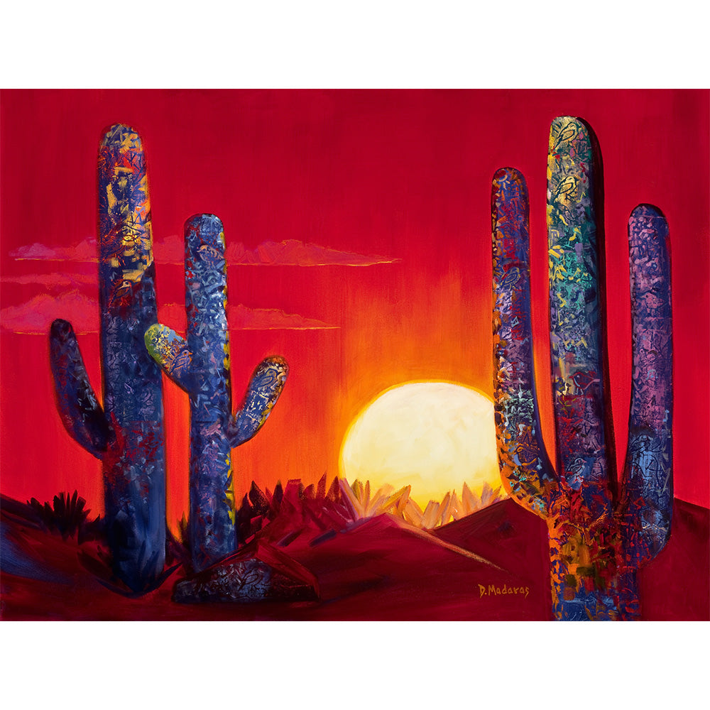 Birds in the Saguaro- Matted Print