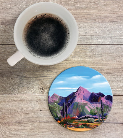 Pink Ocotillo at Pusch Ridge - Ceramic Coaster