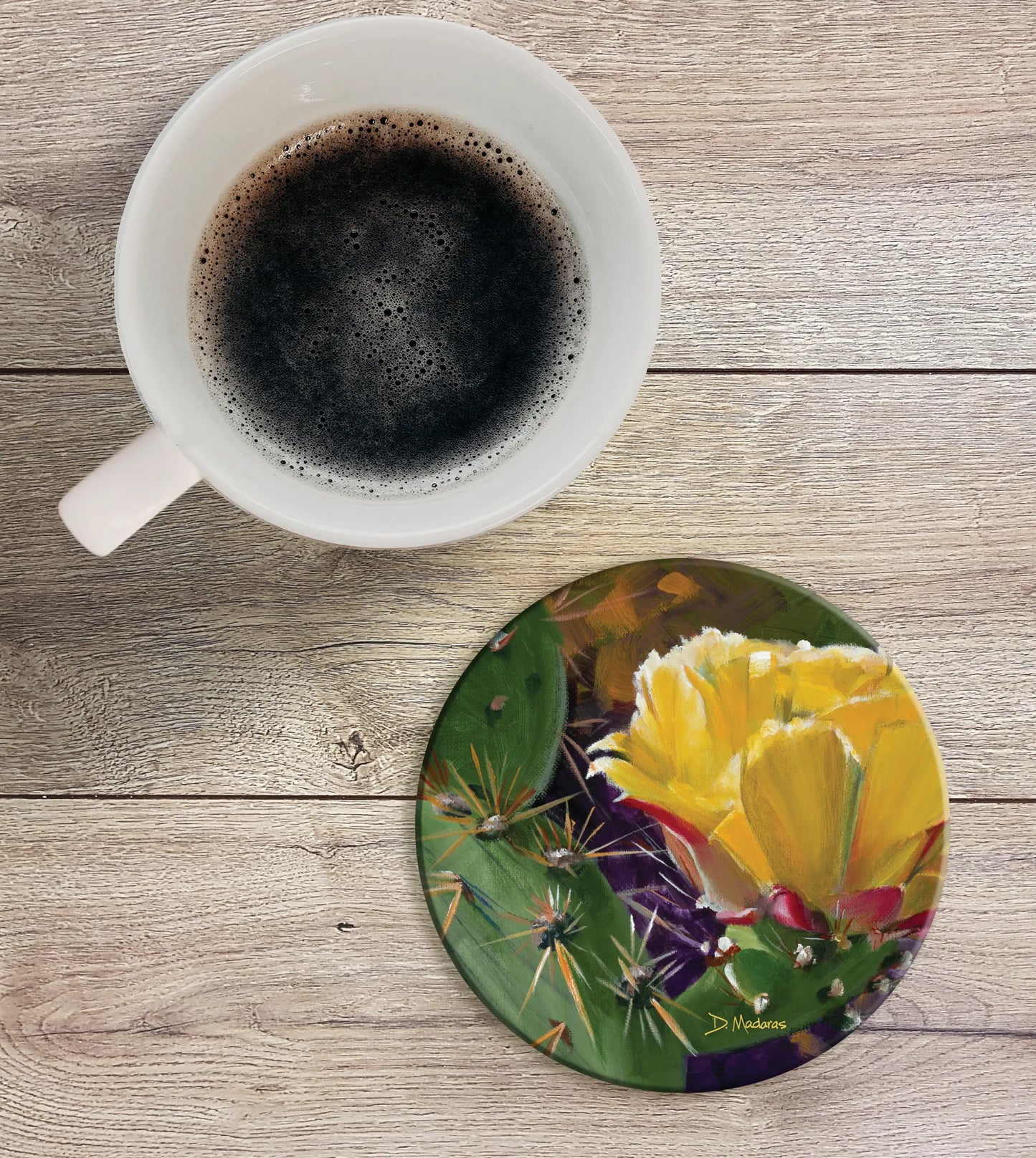 Prickly Pear Bloom- Ceramic Coaster
