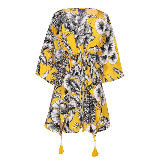 Giardino Giallo Italian Silk Kaftan Dress by Pax Philomena