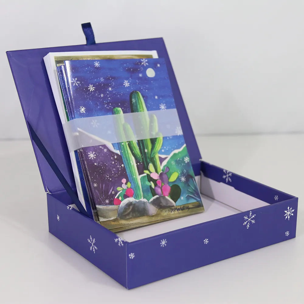 Night Sky with Snowflakes - Signature Holiday Card Box