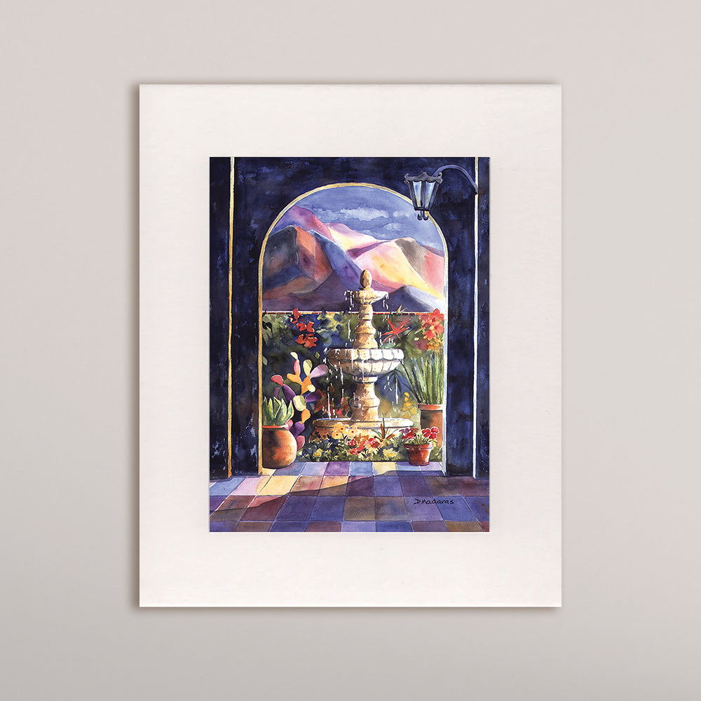 Hacienda Fountain- Matted Print