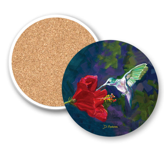 Hummingbird and the Hibiscus- Ceramic Coaster