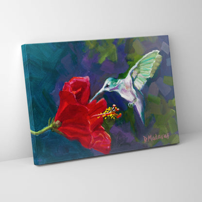 Hummingbird and the Hibiscus- Canvas