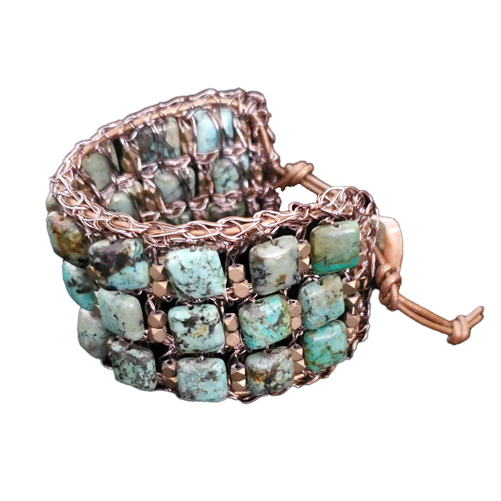Copper Wire African Turquoise Bracelet by Studio Jere