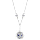 Sterling Lab Created Sapphire Cushion Cut Pendant on 18" Regal Short Floating Chain by Bling