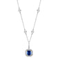 Sterling Lab Created Sapphire Cushion Cut Pendant on 18" Regal Short Floating Chain by Bling