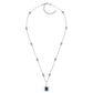 Sterling Lab Created Sapphire Cushion Cut Pendant on 18" Regal Short Floating Chain by Bling