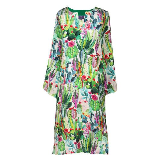 Primavera Cactus Italian Silk Midi Tunic by Pax Philomena