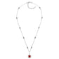 Sterling Garnet Hued Asscher Cut Pendant on 18" Regal Short Floating Chain by Bling