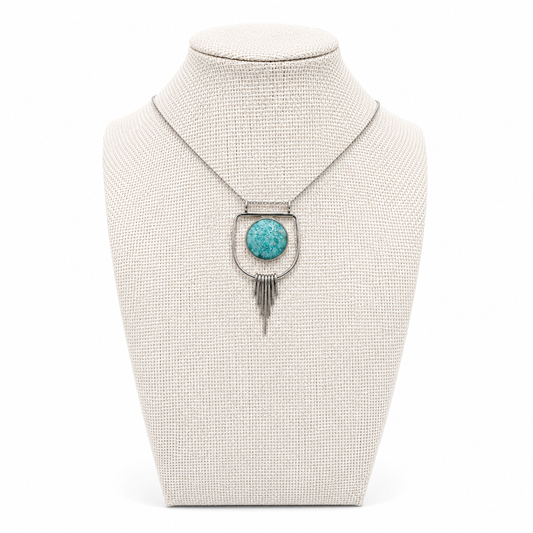 SS and amazonite pendant w/ chain by Renée Lee Jewelry