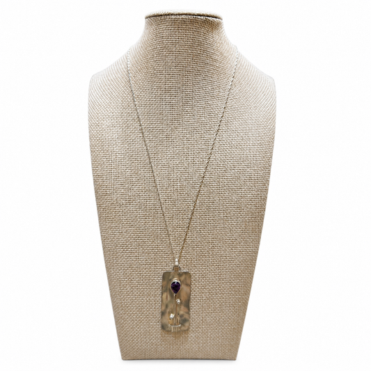 SS and Pear Shaped Amethyst Flower Pendant w/ chain by Renée Lee Jewelry