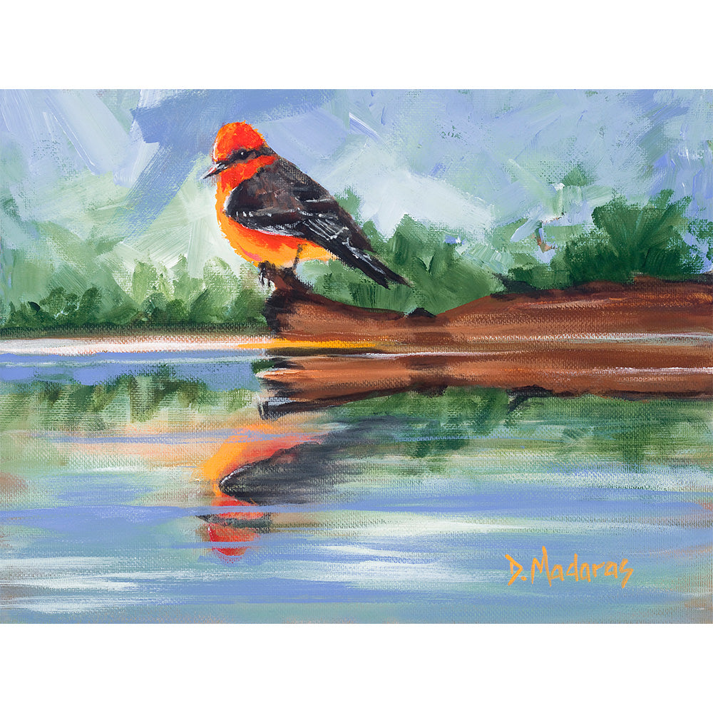 Rob's Red Bird- Mini Canvas