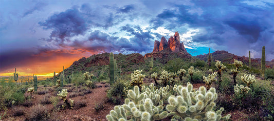 Superstitions Mountains Sunset by Ray Del Muro