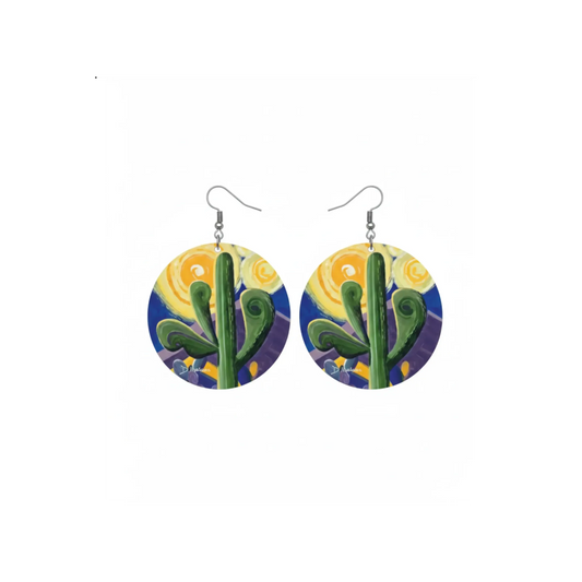 Saguaro Van Gogh - Wood Earrings by Madaras