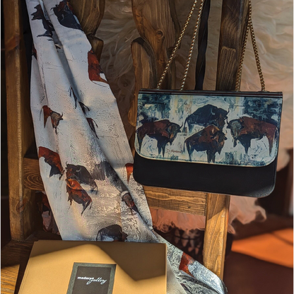 Bison - Silk Scarf/Purse Bundle